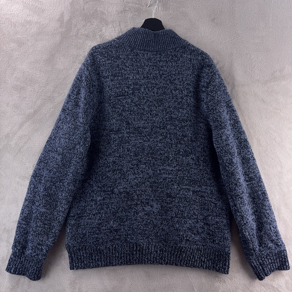 L.L.Bean Lambswool Sweater Jacket Mens Size XL Blue Full Zip Plaid Lined‎ Knit - Picture 2 of 6